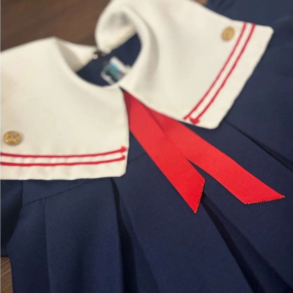 Vintage 90s Nautical Sailor Dress Girls 3T USA Made Wonderland Fashions